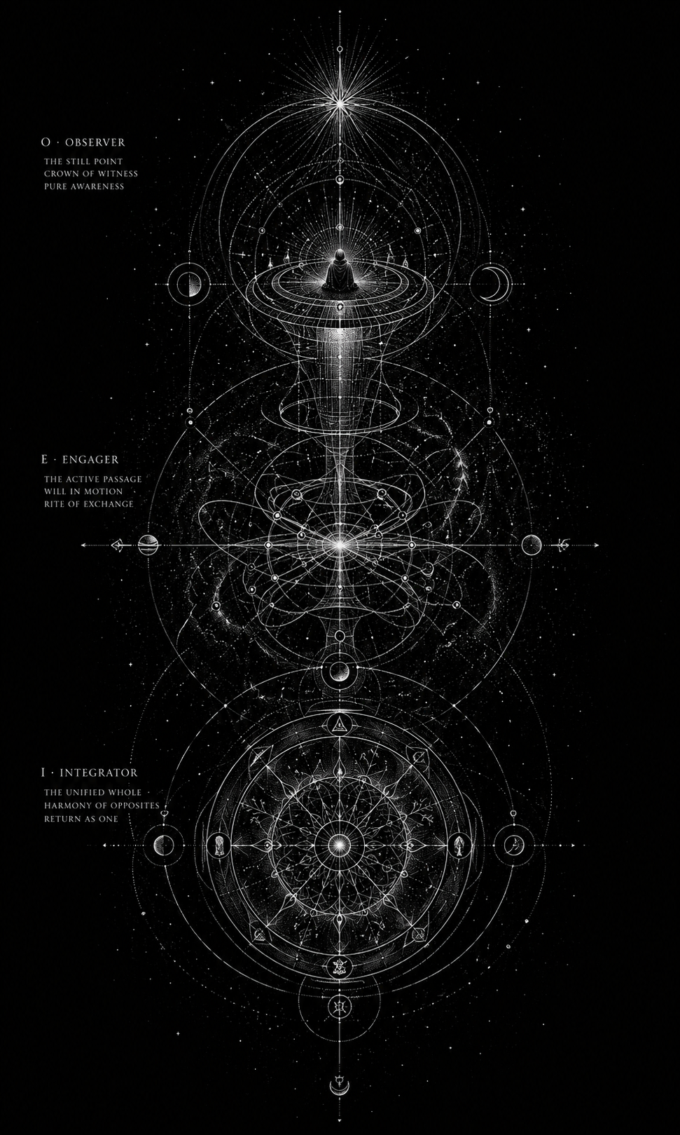 Observer, Engager and Integrator cosmogram